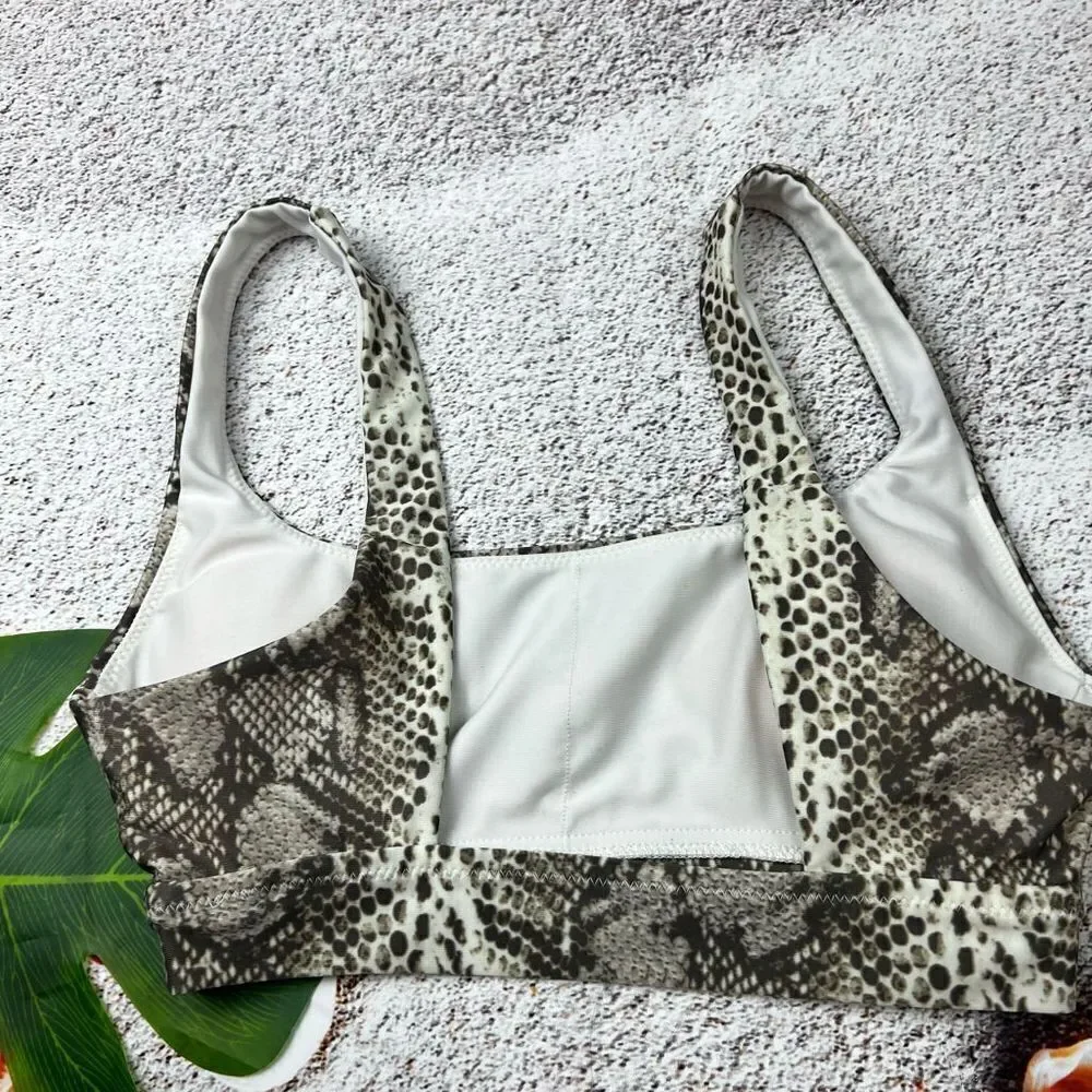 ‎Aerie scoop snake print bikini top